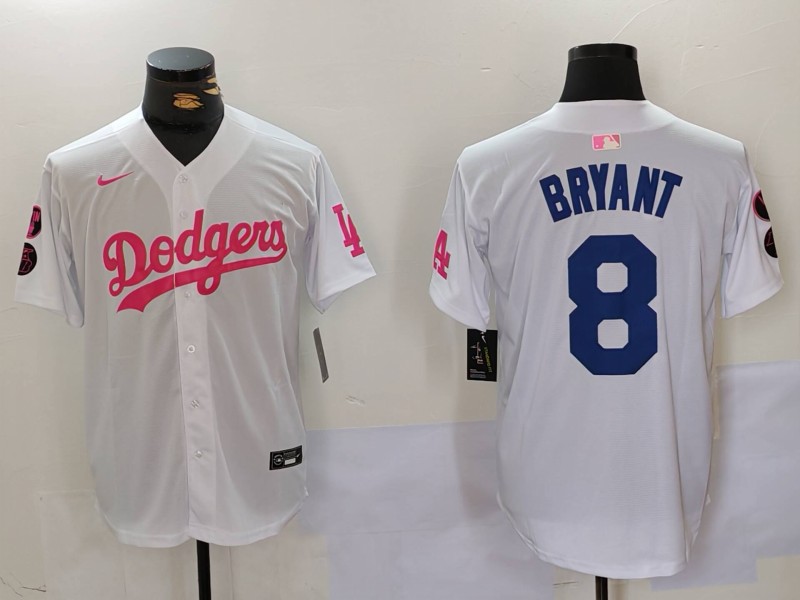 Men's Los Angeles Dodgers Kobe Bryant #8 White Limited Jersey